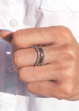 Каблучка фіаніт Срібло 925° золото 375° 000179