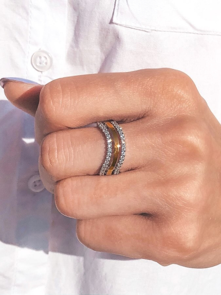 Ring cubic zirconia Silver 925° gold 375° 000179